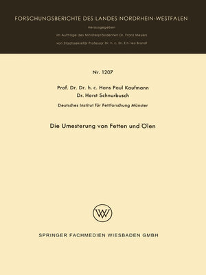 cover image of Die Umesterung von Fetten und Ölen
